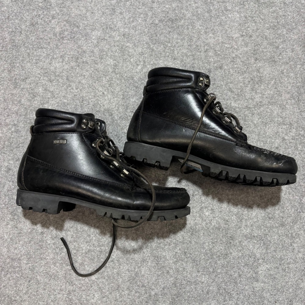 HH Brown Gore-Tex Leather Hiking Boots Black Handcrafted Lug Sole Mens 7.5 M